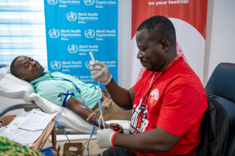 WHO supports Ghana’s Blood Bank through staff blood donation exercise